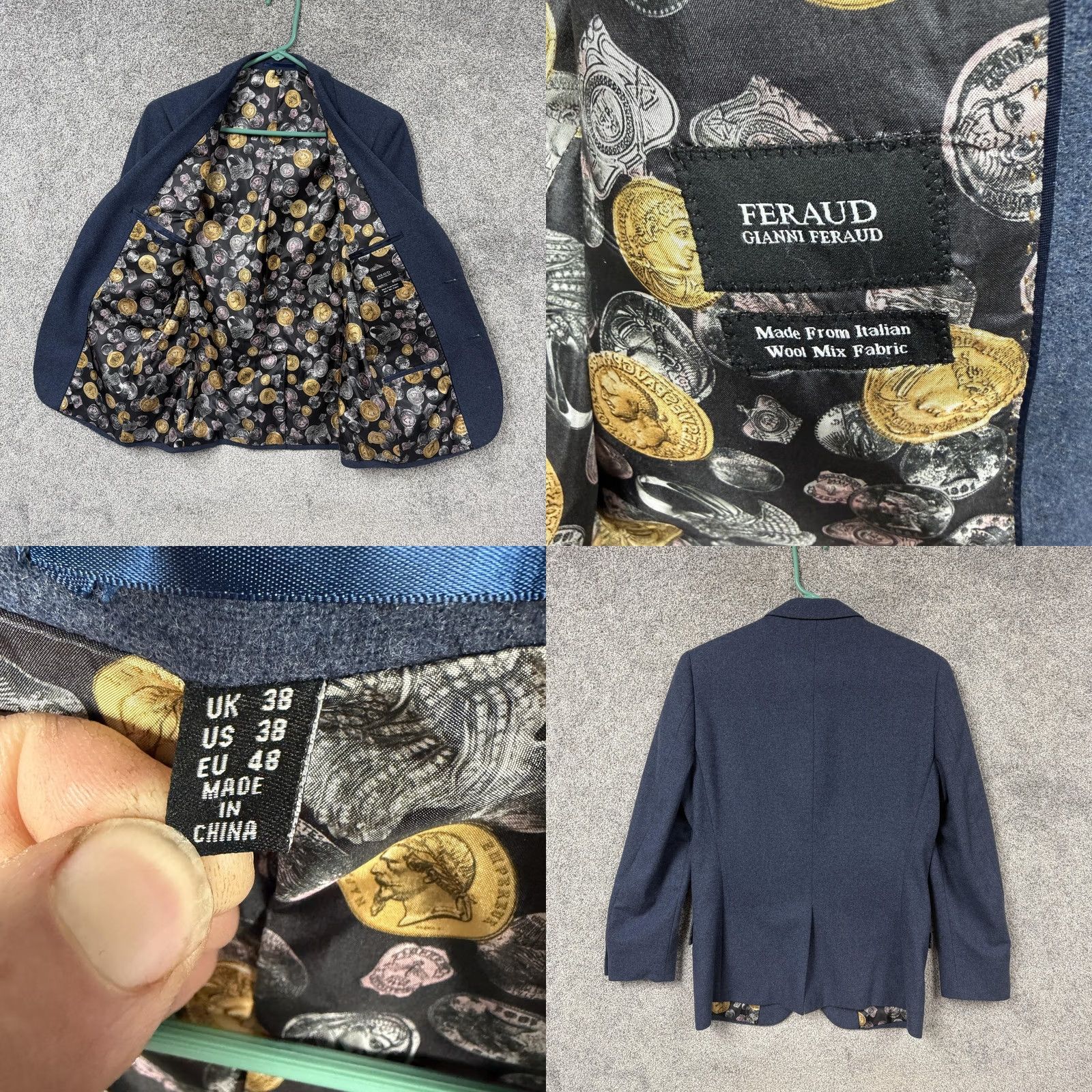 Gianni Feraud VINTAGE Gianni Feraud 2 Piece Suit Blue Tweed Blazer Vest Coin Lining Formal Y2K Prom Jacket & Waistcoat Mens 38 Regular 2 Piece Suit Size 38R - 8 Thumbnail