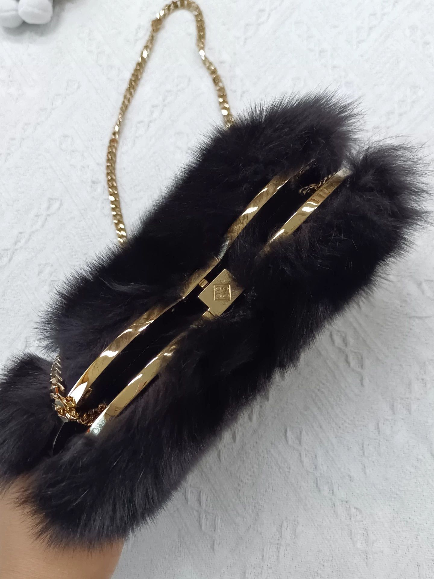 Other Les Petits Joueurs Black Heart Faux Fur Chain Bag Size ONE SIZE - 6 Thumbnail