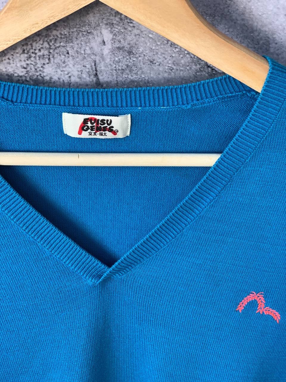 Evisu Evisu V-Neck Sweater LS Sweatshirt Jumper Cotton Pullover Size US XL / EU 56 / 4 - 5 Thumbnail