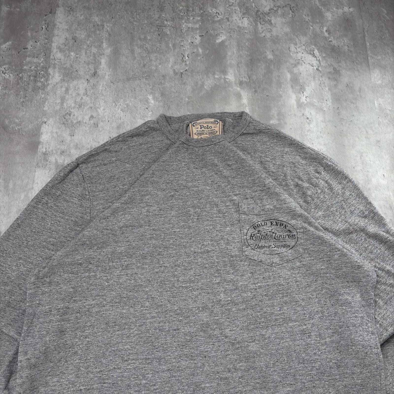 Polo Ralph Lauren Y2K Grey Polo Ralph Lauren Grunge Long Sleeve Pocket T-Shirt Size US M / EU 48-50 / 2 - 4 Thumbnail