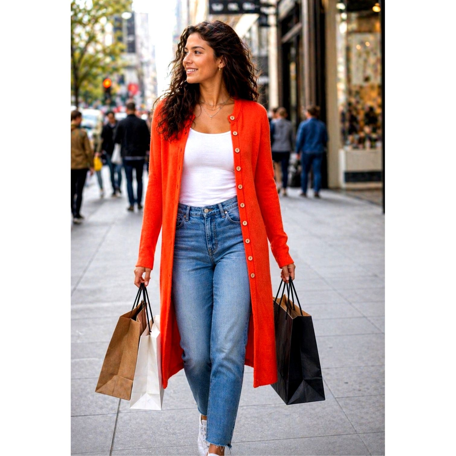 Free People Free People Gia Cardigan Neon Orange XS (fits like a S/M) Size XS / US 0-2 / IT 36-38 - 1 Thumbnail
