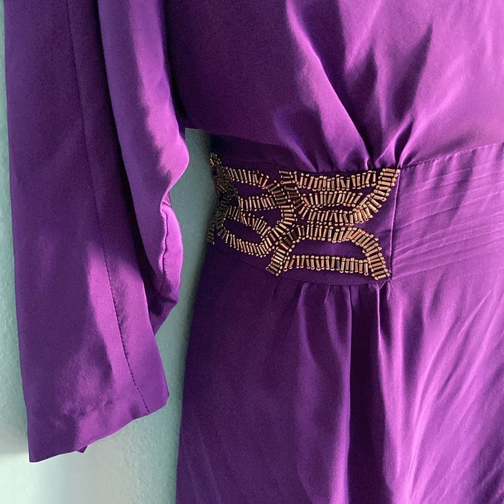 Trina Turk Trina Turk Womans Purple Silk Drape Neck Dress Size 12 Beade Size XL / US 12-14 / IT 48-50 - 10 Thumbnail
