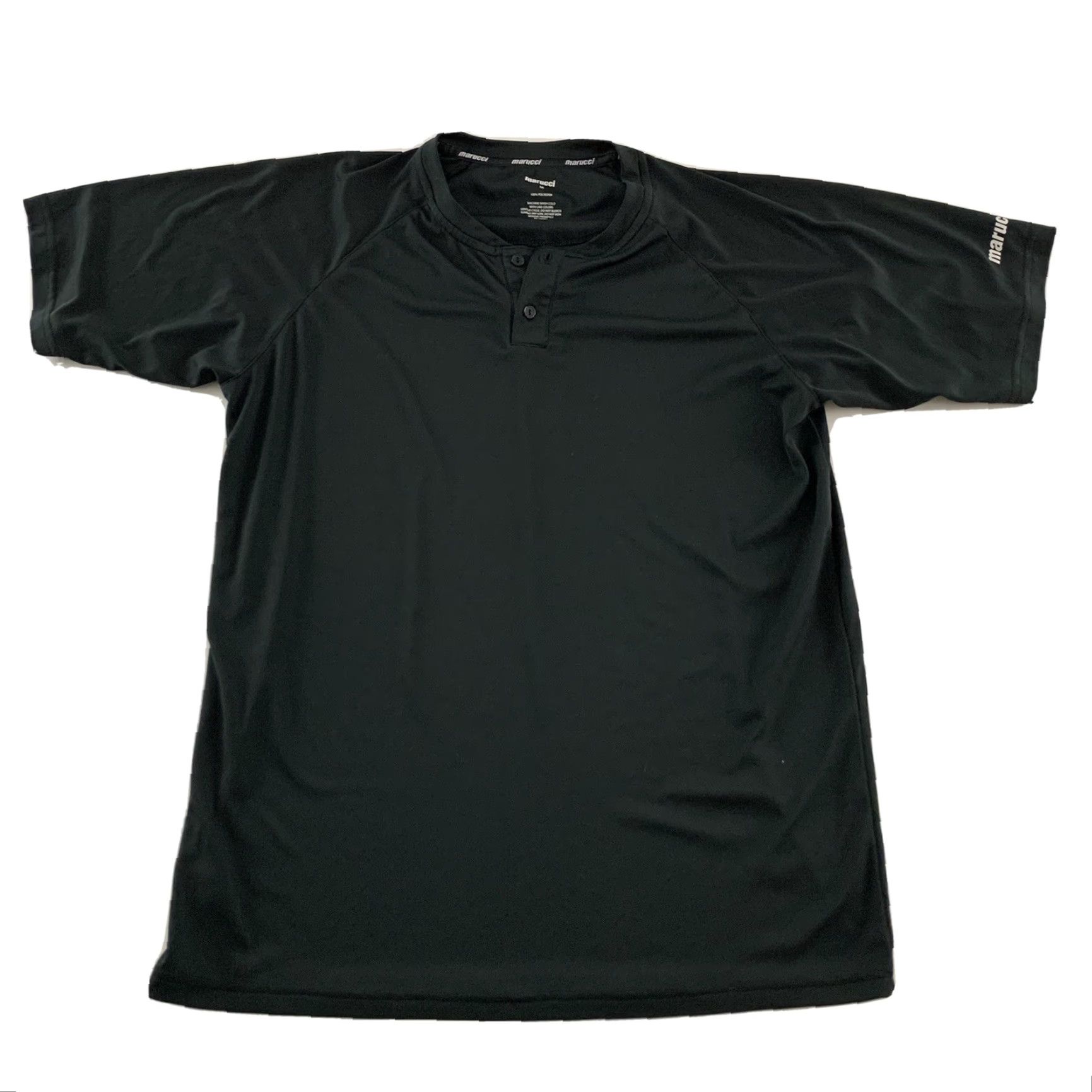 Vintage Marucci Short Sleeve Shirt Men's M Solid Black 100% Polyester Button-Up Size US M / EU 48-50 / 2 - 2 Thumbnail