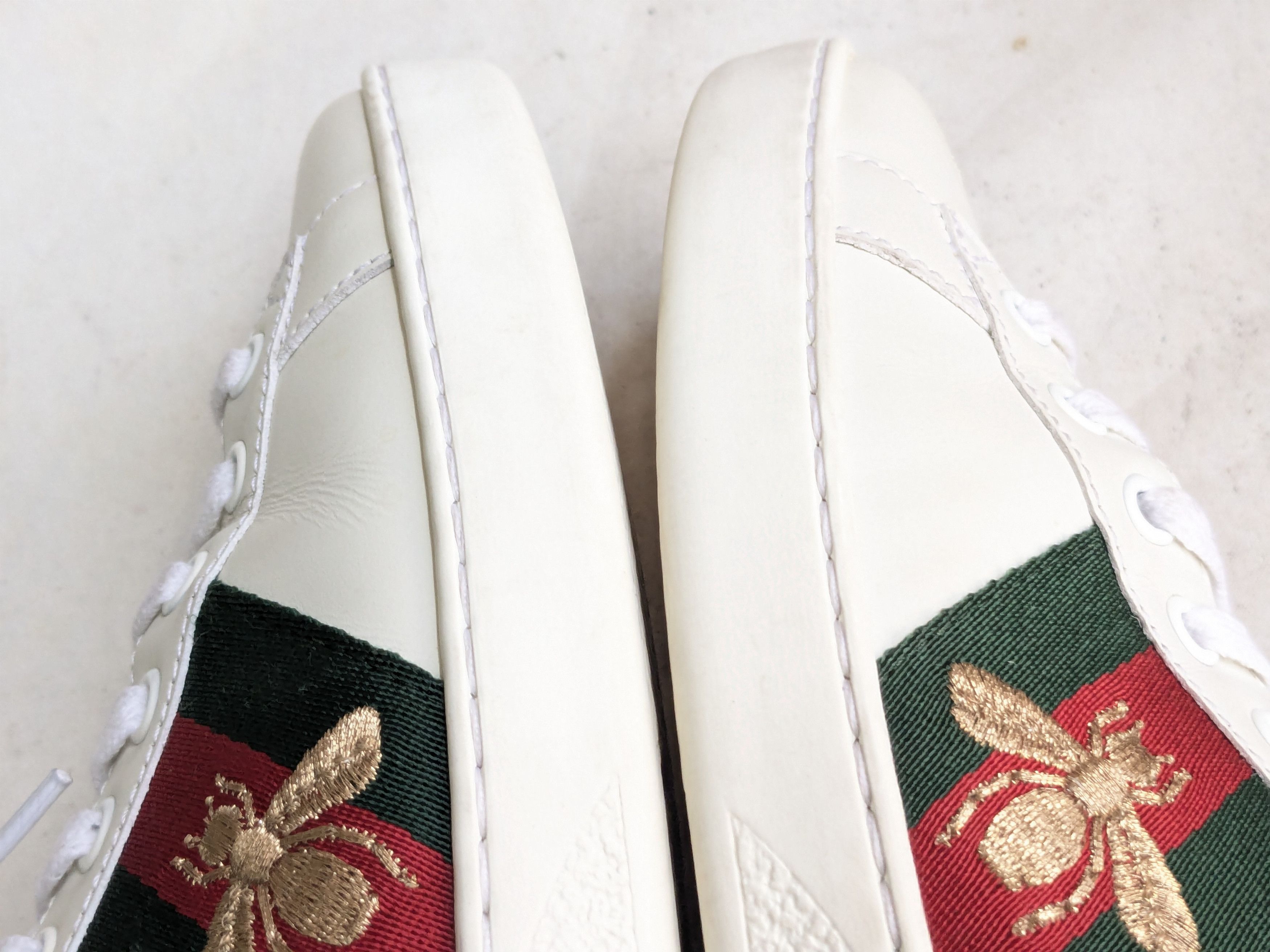 Gucci Gucci Ace White Bee Leather 8 Low Tops Web Elastic Size US 8 / EU 41 - 9 Thumbnail