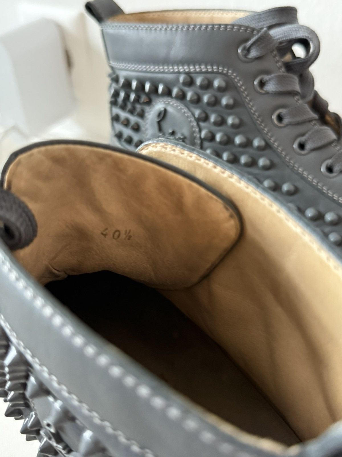 Christian Louboutin Christian Louboutin Grey Leather Louis Spikes High Top Size US 7.5 / EU 40-41 - 7 Thumbnail