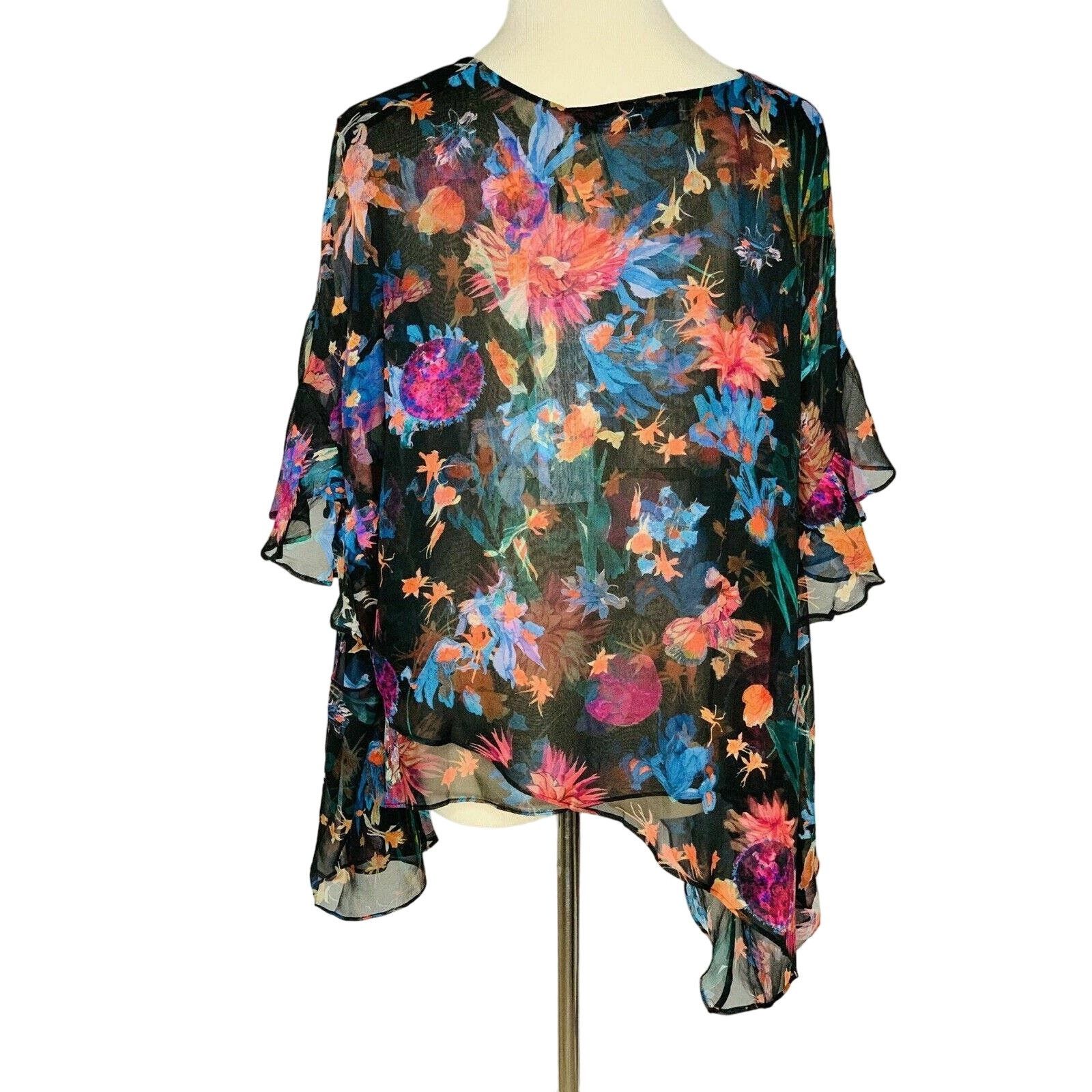 Iro IRO Floral Ruffled asymmetrical Tunic Blouse Top size 40 - 8 Size M / US 6-8 / IT 42-44 - 8 Thumbnail