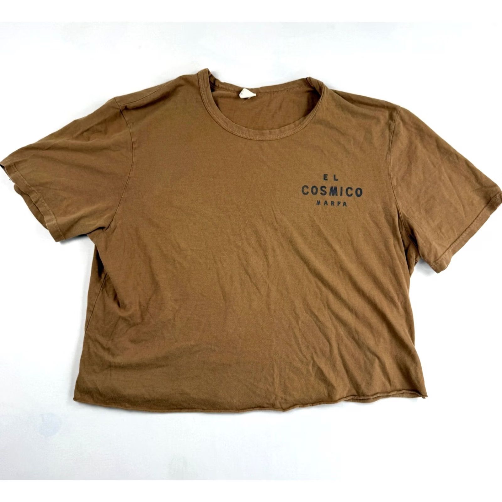 Vintage Filth Mart T-Shirt Womens XL Cropped Short Sleeve Brown KnIT Cotton Marfa Texas El Cosmico Vintage? Size XL / US 12-14 / IT 48-50 - 2 Thumbnail