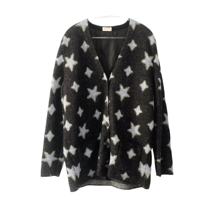 Saint Laurent Star Print V-Neck Knit Cardigan 0079