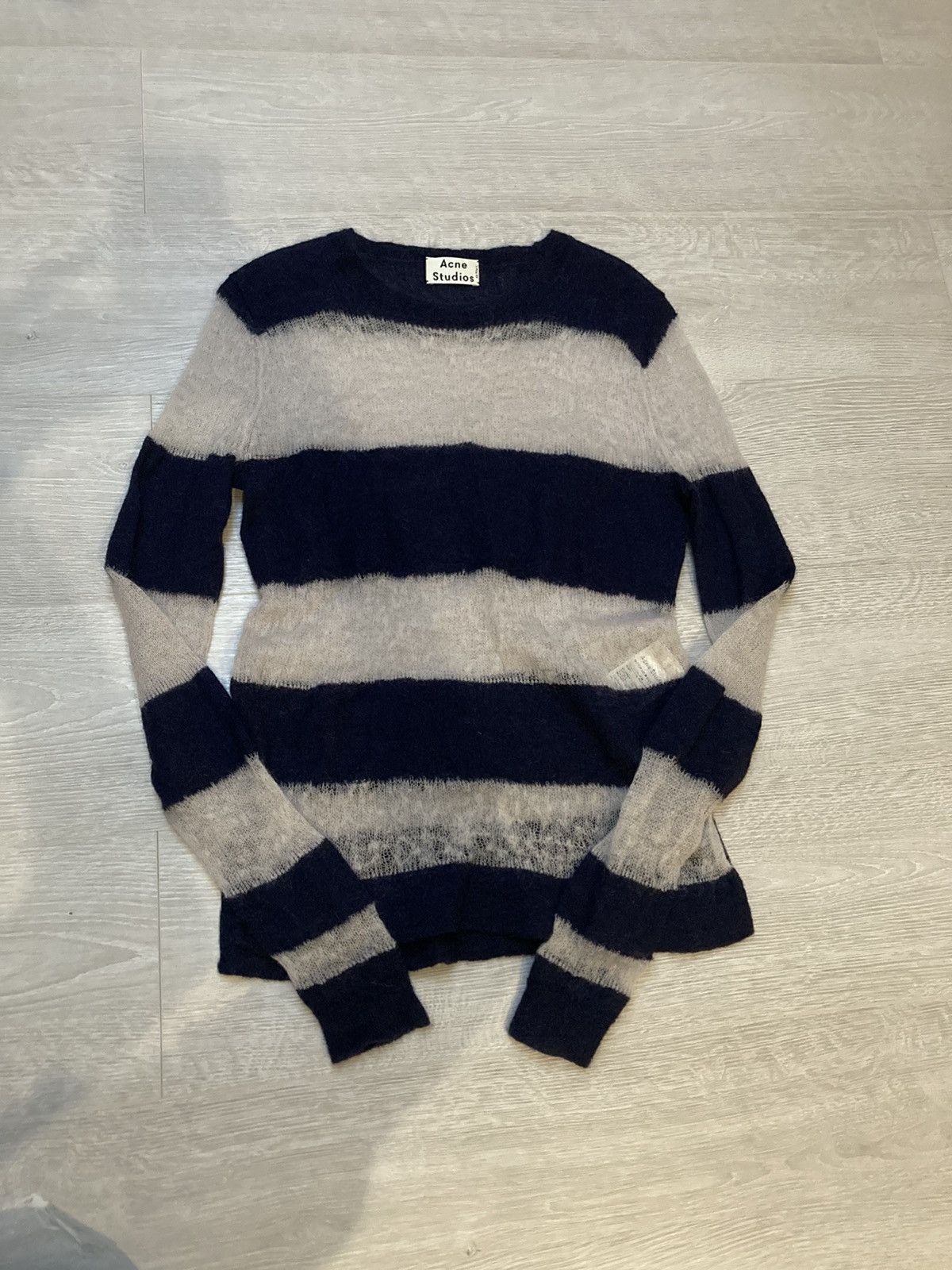 image of Acne Studios Octave Kid Ss14 Sweater Navy White in Black (Size Medium)