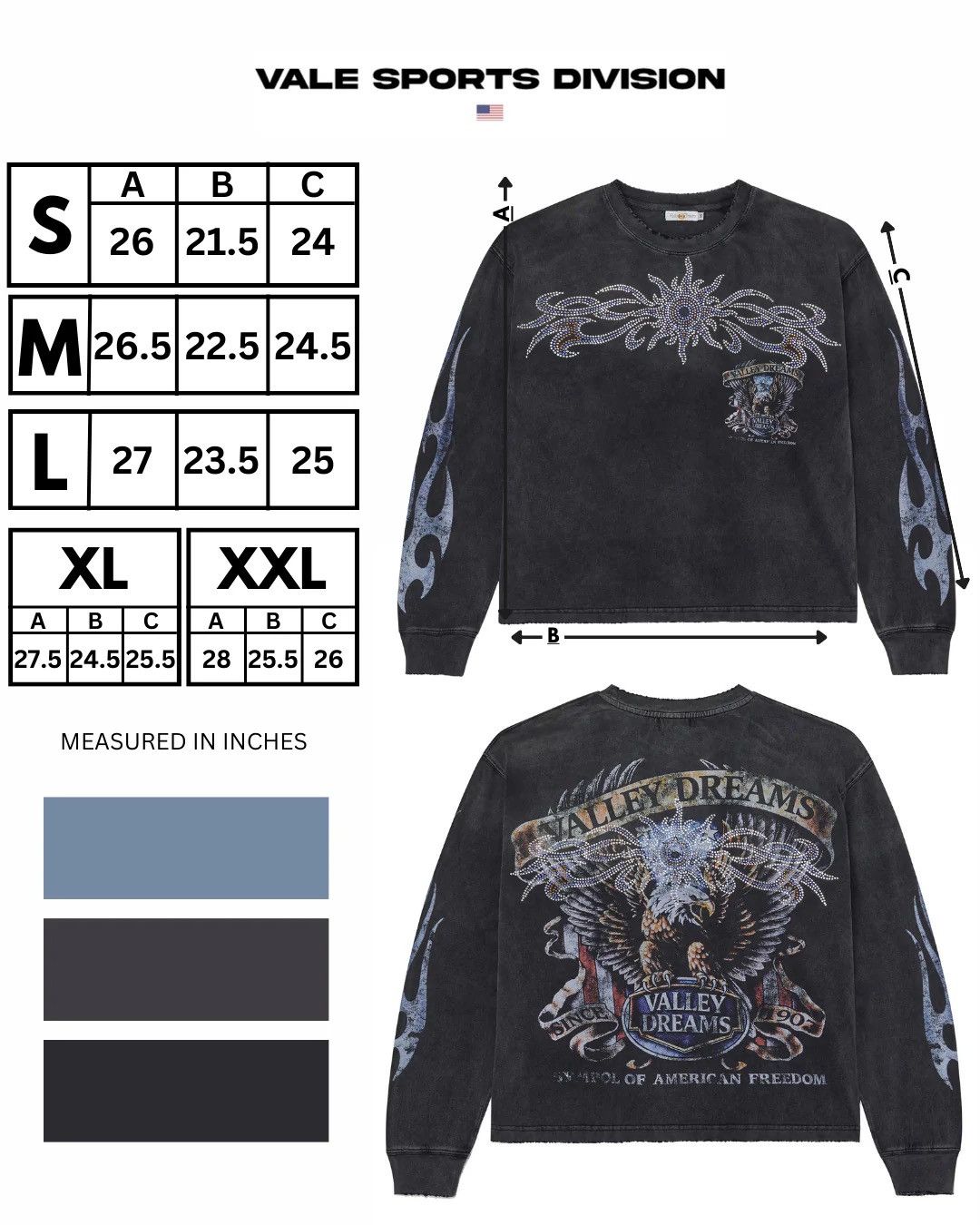Vale Vale Forever Valley Black Bling Long Sleeve Tee Shirt L/S Size US S / EU 44-46 / 1 - 19 Thumbnail