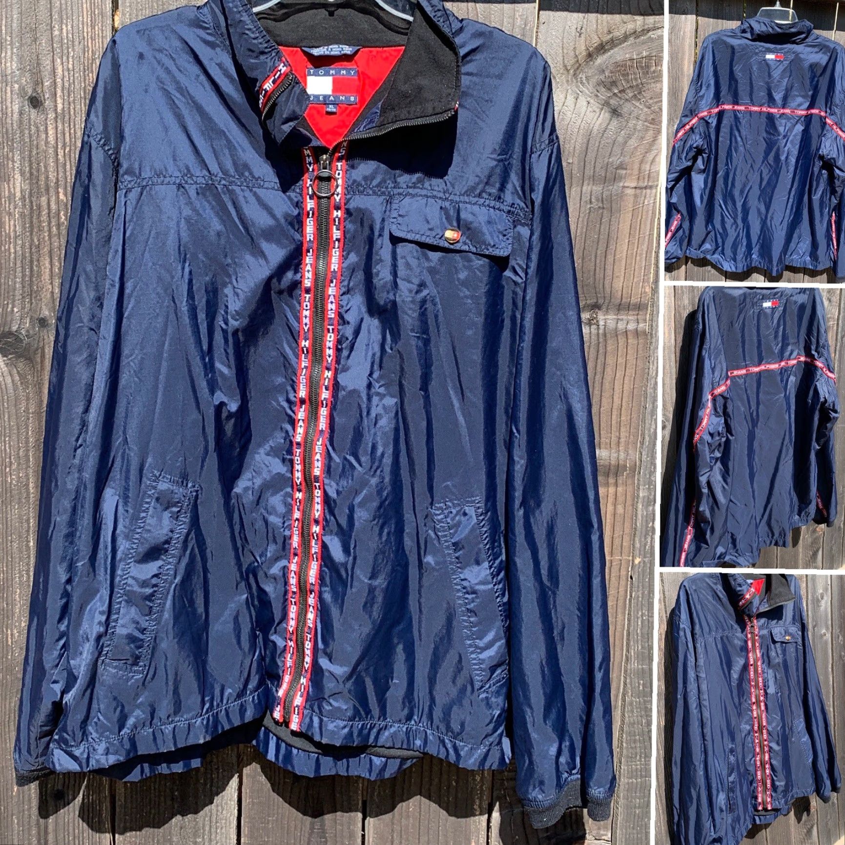 Tommy Hilfiger VINTAGE Tommy Jeans Windbreaker Jacket TOMMY HILFIGER JEANS Spell Out XL Size US 36 / EU 52 - 7 Thumbnail