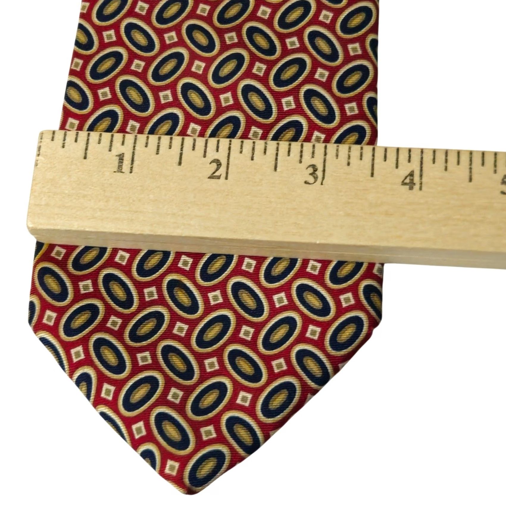 Brooks Brothers Brooks Brothers Necktie Mens Red Geometric Medallion Silk USA Made Tie Size ONE SIZE - 4 Thumbnail