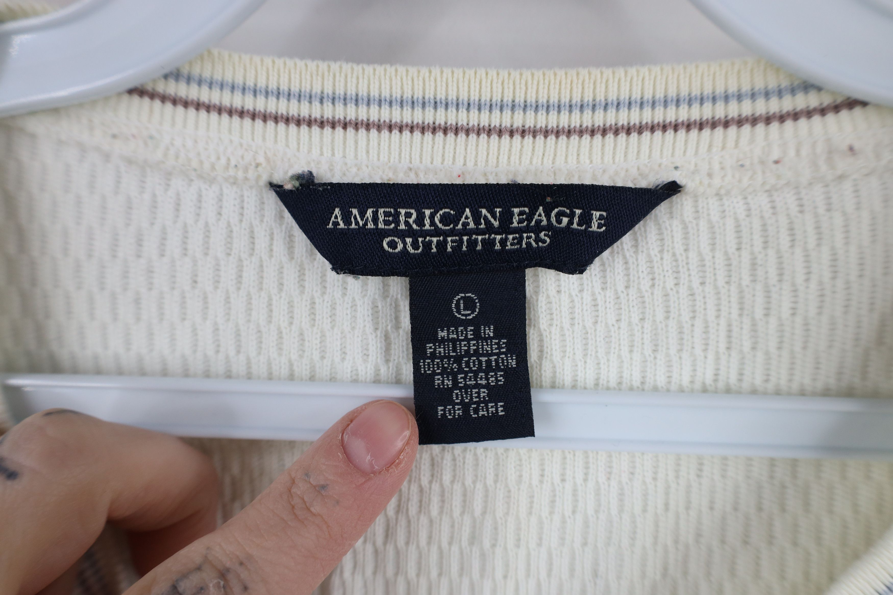 American Eagle Outfitters × Vintage Vintage 90s Y2K American Eagle Thermal Waffle Knit T-Shirt Size L / US 10 / IT 46 - 9 Thumbnail