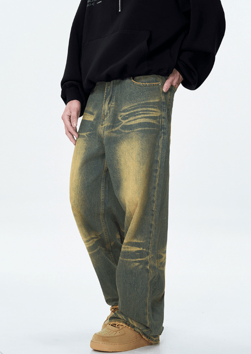 Japanese Brand × Jean Vintage men's whisker washed loose distressed cleanfit jeans Size US 32 / EU 48 - 2 Thumbnail