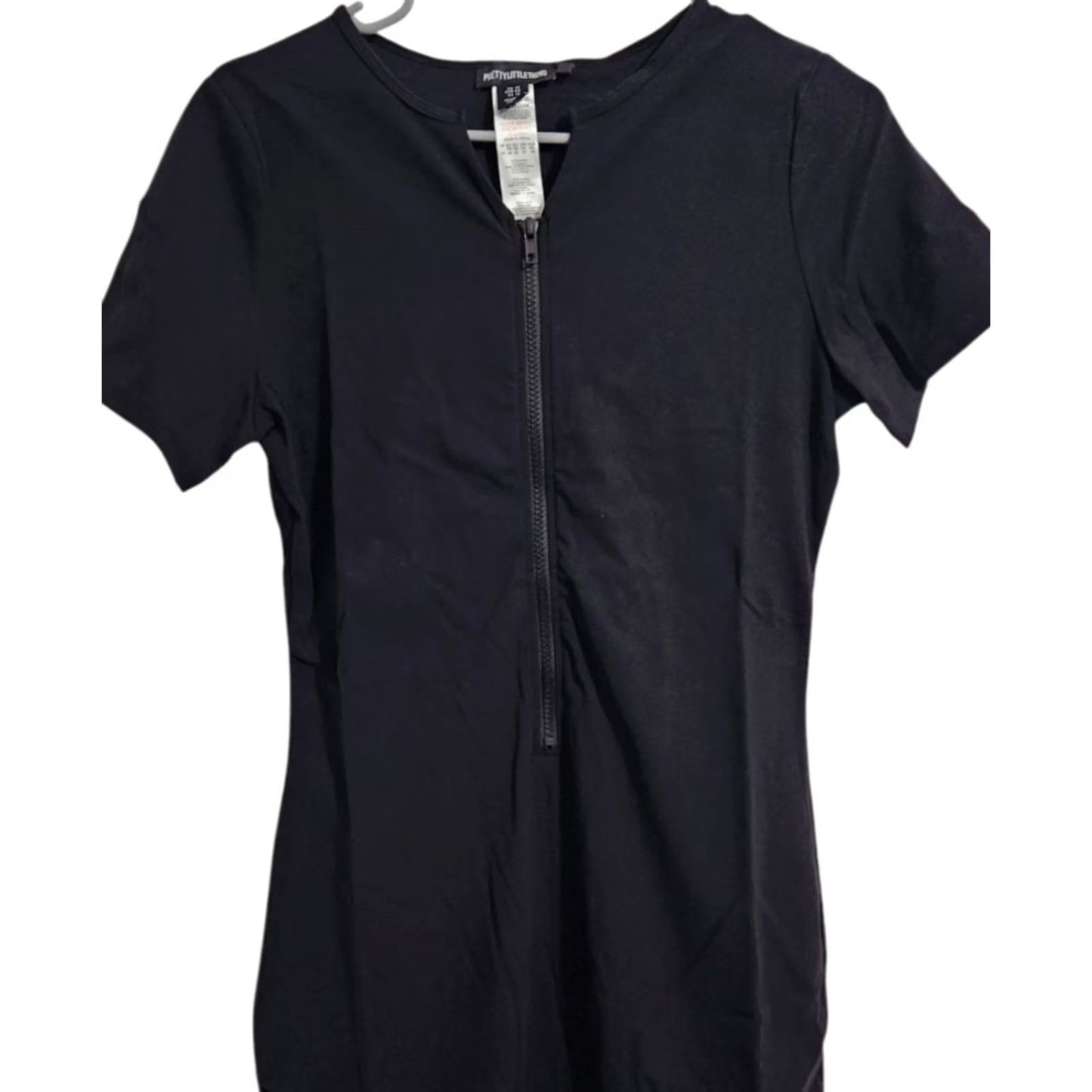 PrettyLittleThing PrettyLittleThing Womens 12 Contour Sculpt Zip Front Cap Sleeve Jumpsuit Black Size 34" / US 12 / IT 48 - 3 Thumbnail