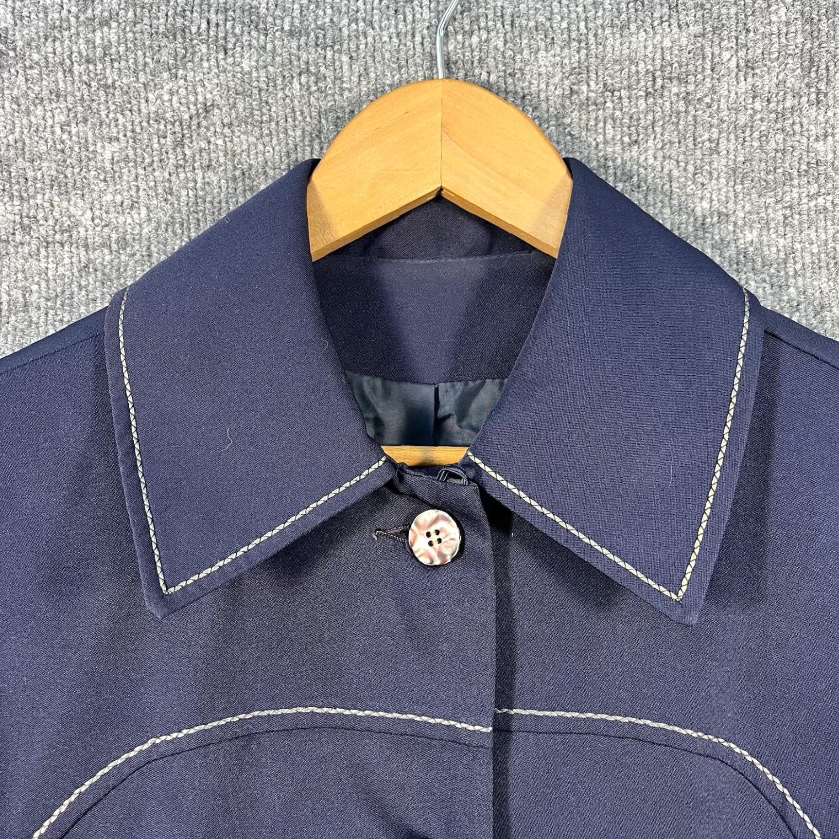 Vintage VINTAGE VTG 60s Navy Full Length Maxi Coat Womens Belted Made USA ILGWU Union Medium Coat Trench Size M / US 6-8 / IT 42-44 - 3 Thumbnail