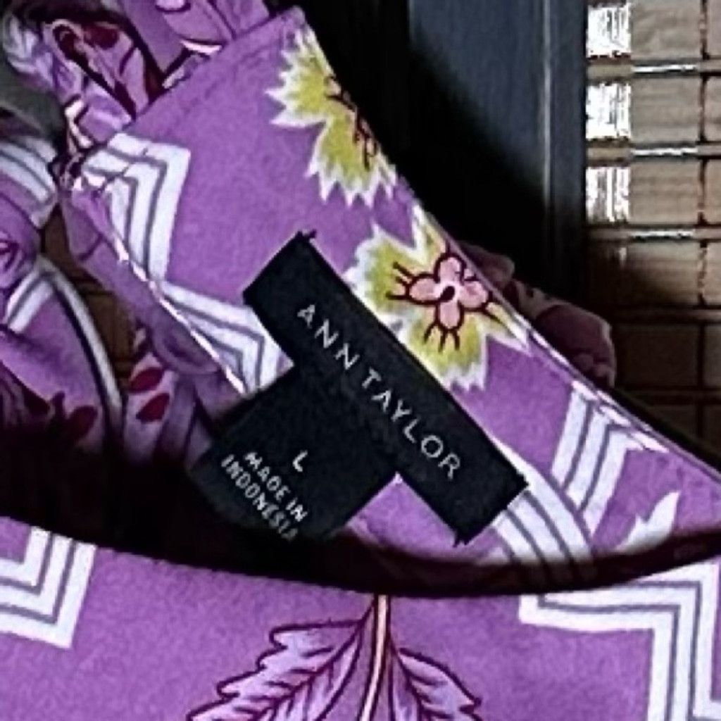 Ann Taylor Ann Taylor Lilac with Floral & Tile Print A-line Dress Size L / US 10 / IT 46 - 9 Thumbnail
