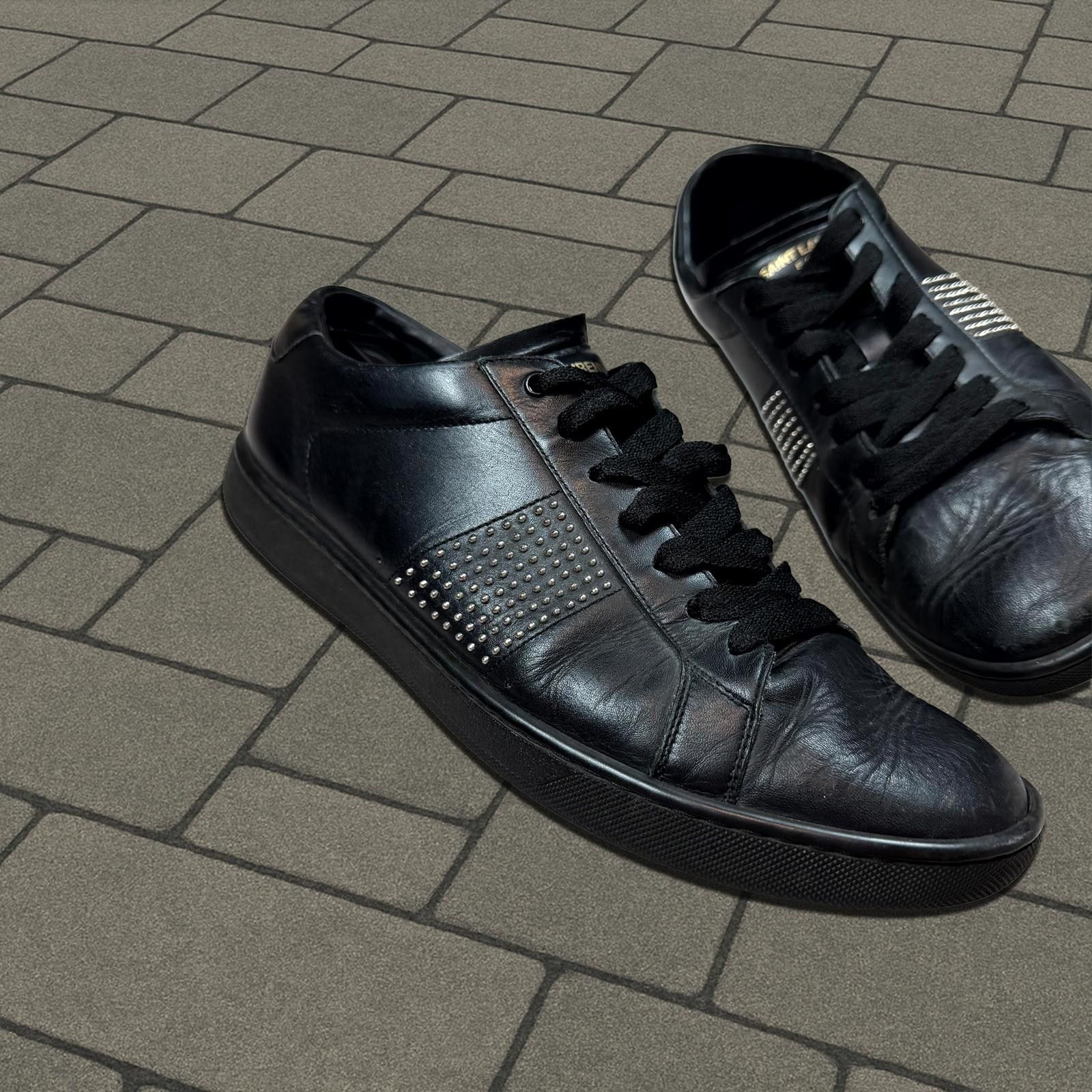 Saint Laurent Paris Saint Laurent Black SL/01H Studded Sneakers Size US 7 / EU 40 - 2 Thumbnail
