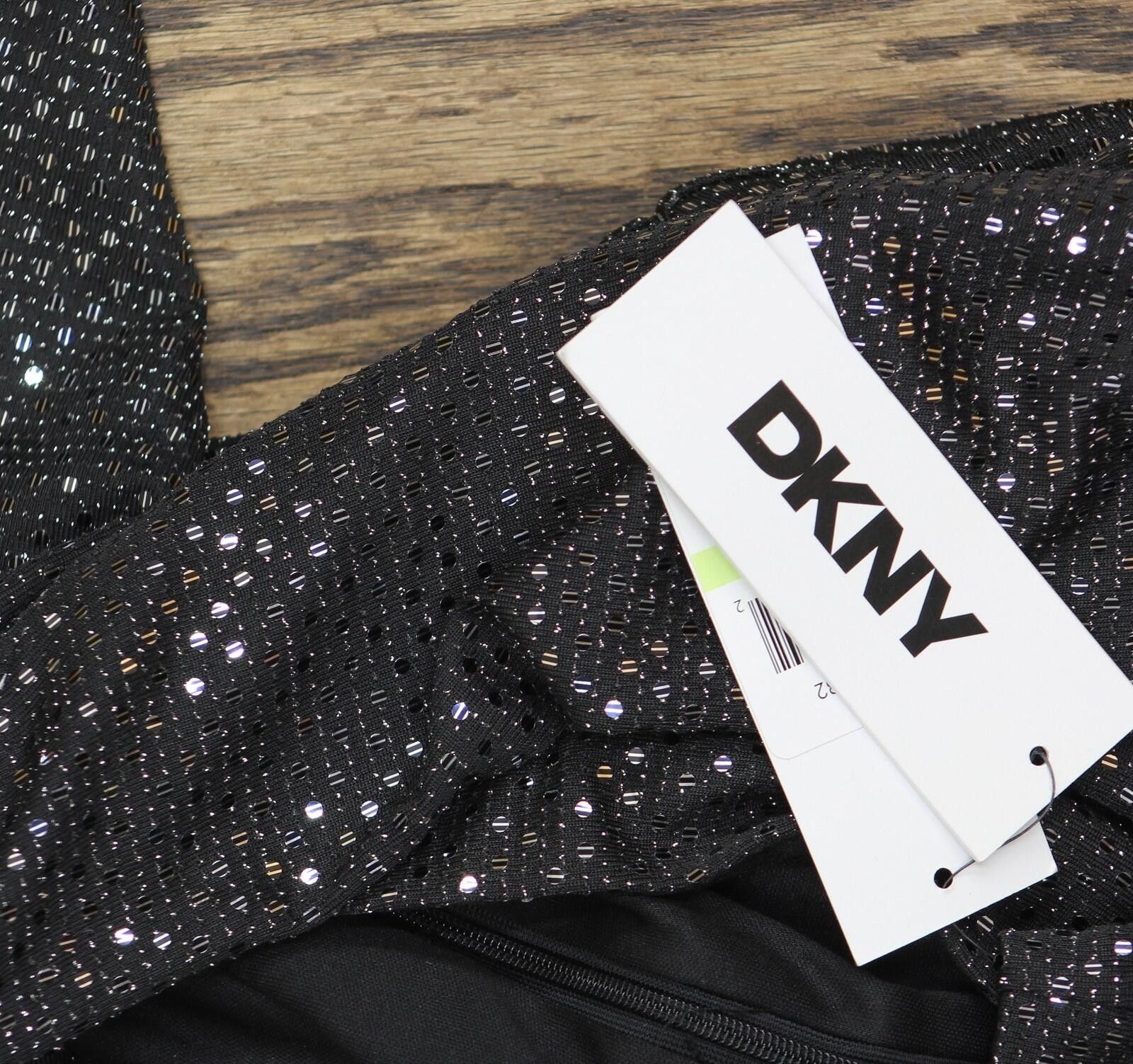 DKNY Dkny Womens Gathered-waist Dress Dd4iz632 Black / Silver 4 Size S / US 4 / IT 40 - 3 Thumbnail
