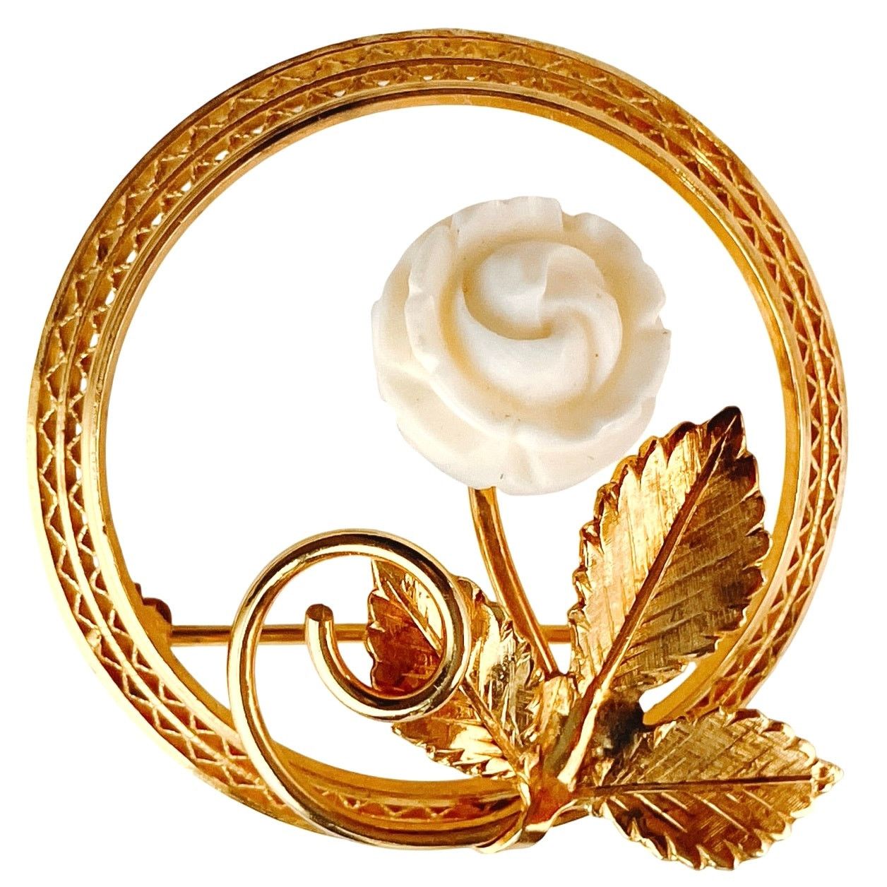 Vintage VTG Mid Century Gold Filled Rose Brooch Floral Filigree Size ONE SIZE - 1 Thumbnail