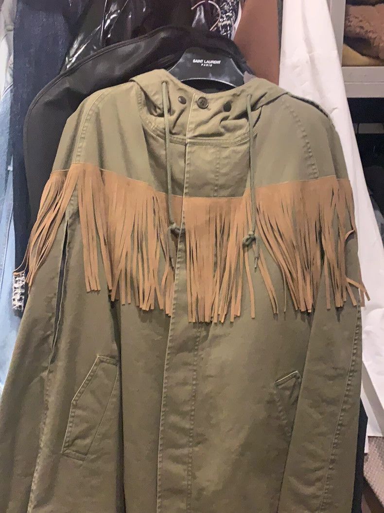 Saint Laurent Paris Saint Laurent Green Fringe Cape with Suede Trim Size US XS / EU 42 / 0 - 1 Thumbnail