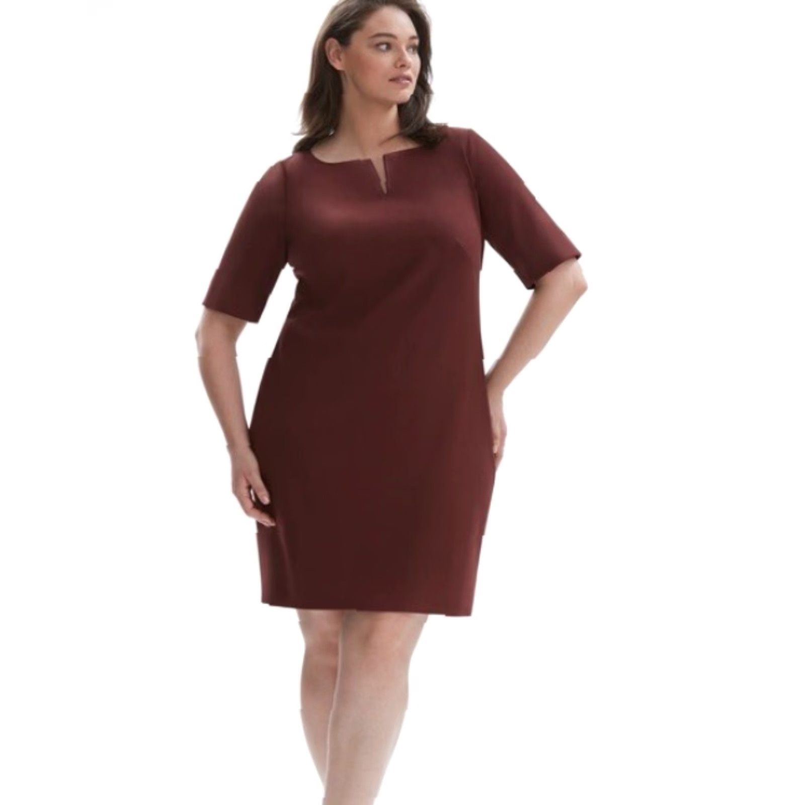 CHOCOOLATE VINTAGE MM LaFleur Narie Textured Ponte Midi Dress Chocolate Plus Size +1 Business Casual Womens Size XS / US 0-2 / IT 36-38 - 3 Thumbnail