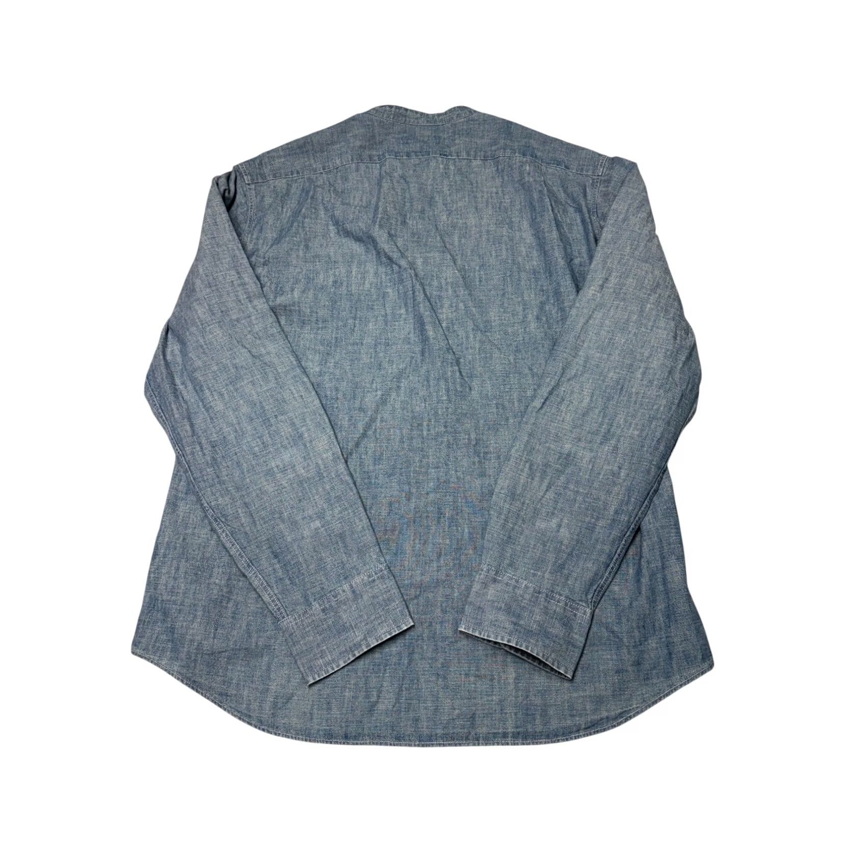Wallace & Barnes Wallace & Barnes Mens Band Collar Chambray Shirt Blue Cotton A7968 Size L Size US L / EU 52-54 / 3 - 7 Thumbnail