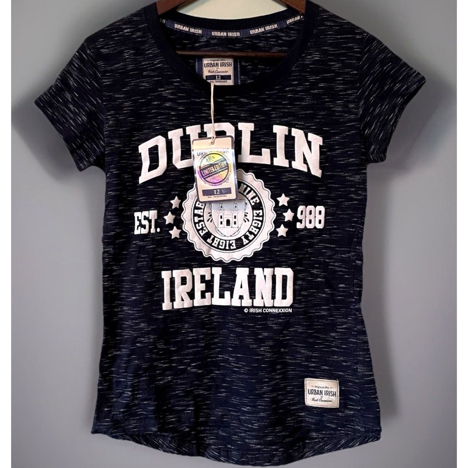 Vintage Dublin Ireland Tee Top Shirt Women’s Size 12 Navy Blue Short Sleeve NWT t-shirt Size XL / US 12-14 / IT 48-50 - 2 Thumbnail