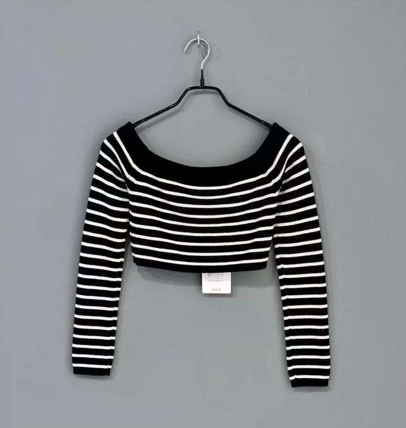 Saint Laurent Paris Saint Laurent Paris Striped one-neck off-the-shoulder knit Size S / US 4 / IT 40 - 3 Thumbnail