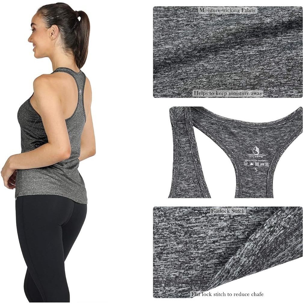 Other Icyzone Women's Racerback Workout Tank Tops - Heather Gray Size L / US 10 / IT 46 - 4 Thumbnail
