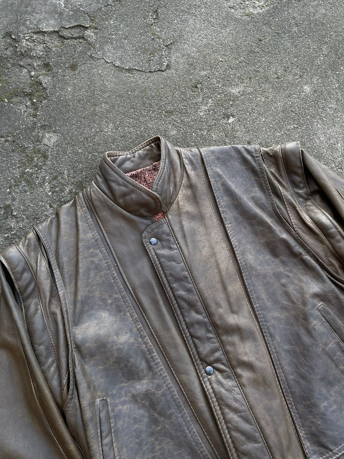 Vintage Washed Brown Retro 90s Genuine Real Leater Bomber Punk Rock Size US XL / EU 56 / 4 - 5 Thumbnail