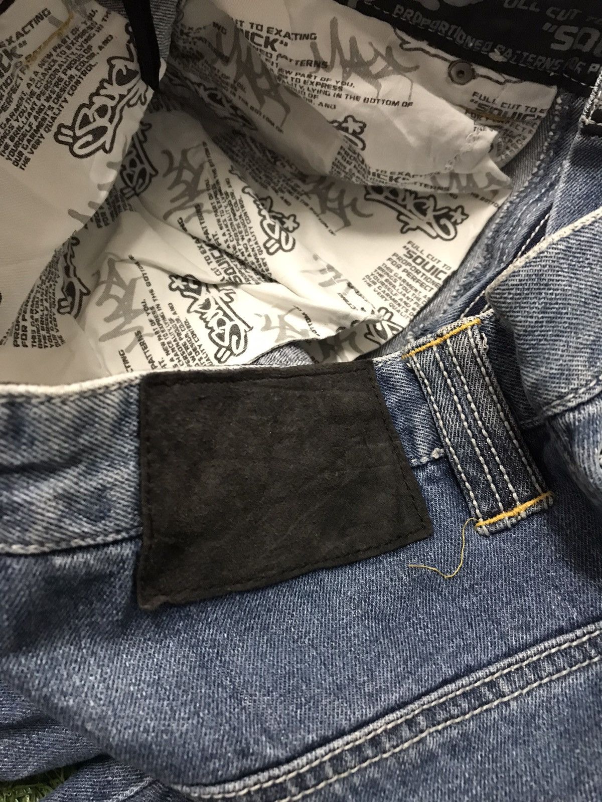 Japanese Brand JNCO Souick Embroidered Baggy Skateboard Denim Jeans Size US 33 - 9 Thumbnail