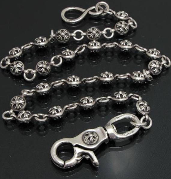 image of Chrome Hearts Cross Ball Wallet Chain in Silver, Men's