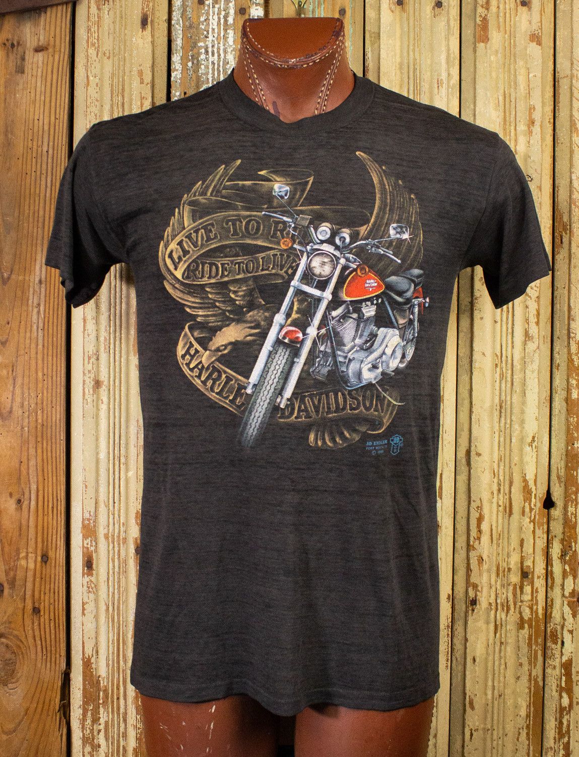 Harley Davidson × Vintage Vintage Harley Davidson Live to Ride Graphic T Shirt 1989 Size US M / EU 48-50 / 2 - 1 Thumbnail