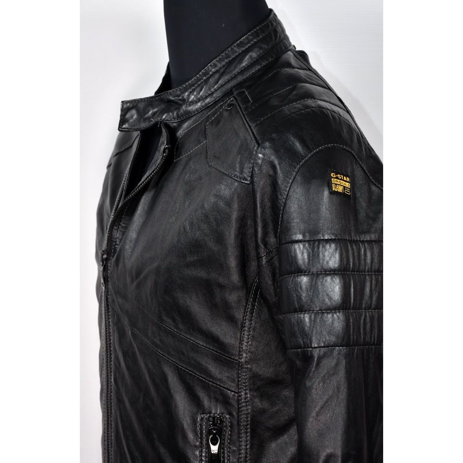 G-Star G-Star RAW Marchant JKT Biker Leather Mens Jacket M Black Static 1-0 Size US M / EU 48-50 / 2 - 5 Thumbnail