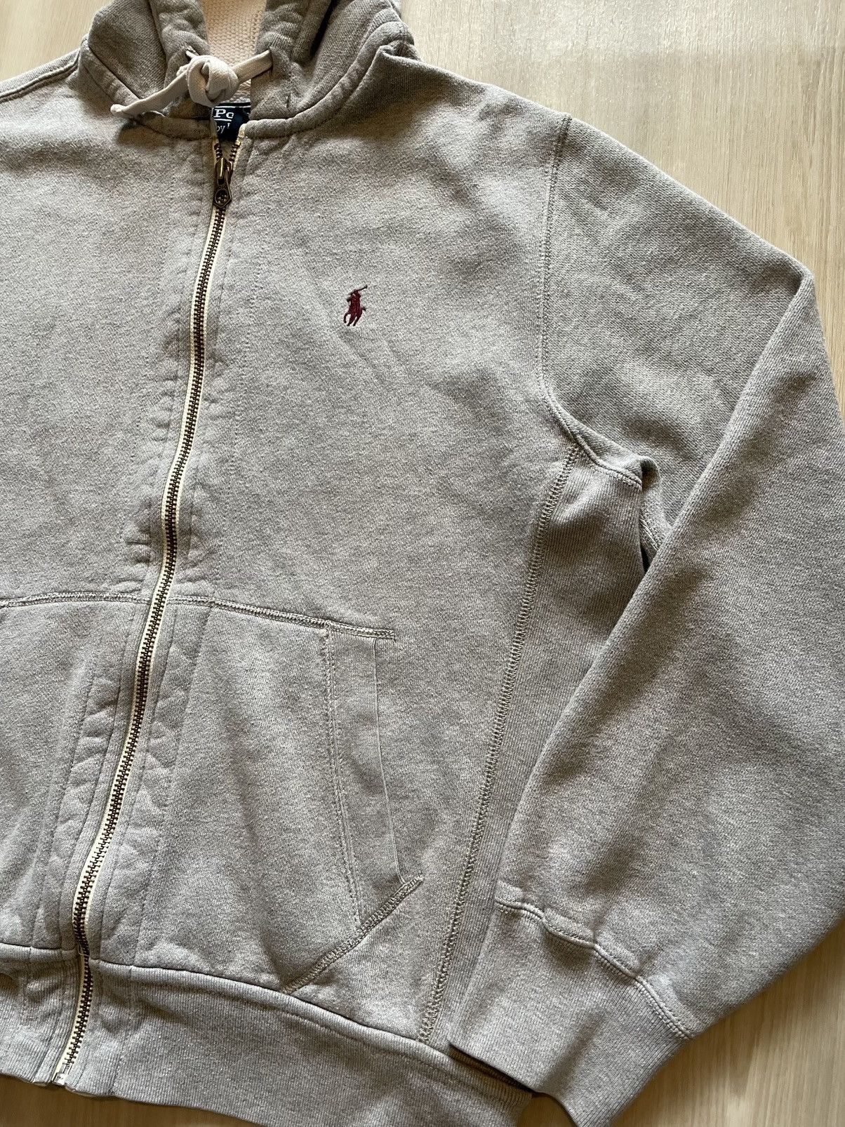 Polo Ralph Lauren VTG Polo Ralph Lauren Heather Grey Full Zip Thermal Hood LG Size US L / EU 52-54 / 3 - 3 Thumbnail