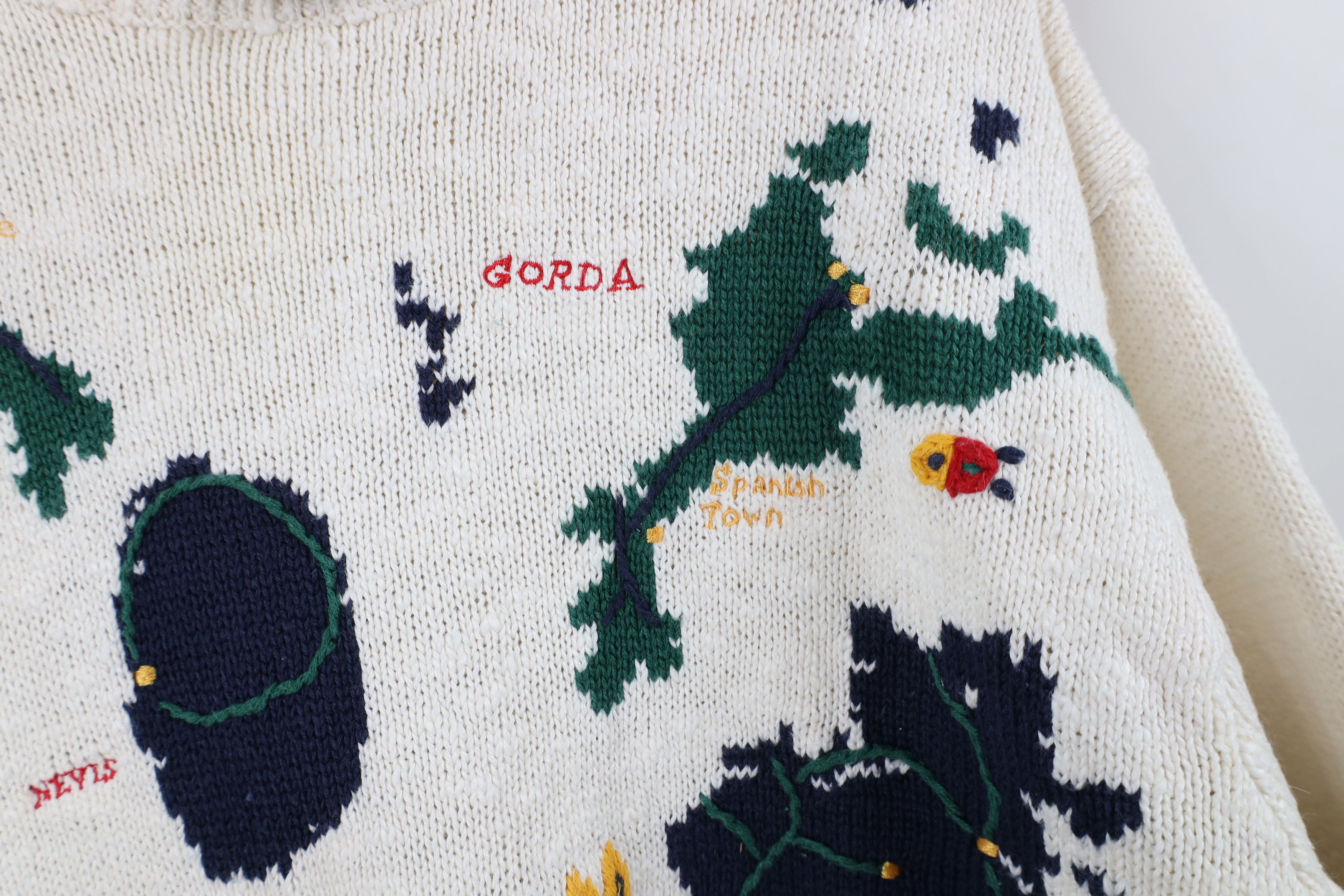Vintage Vintage 90s Streetwear Island Map Knit Crewneck Sweater Size L / US 10 / IT 46 - 6 Thumbnail