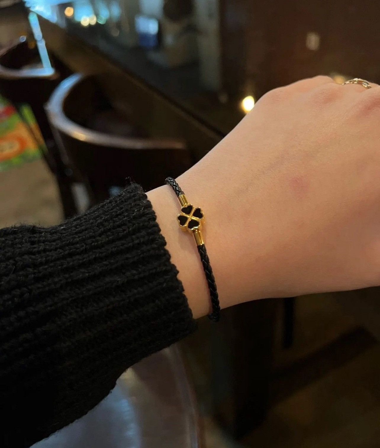 Jewelry × Leather Four-Leaf Clover Lucky Bracelet Size ONE SIZE - 1 Thumbnail