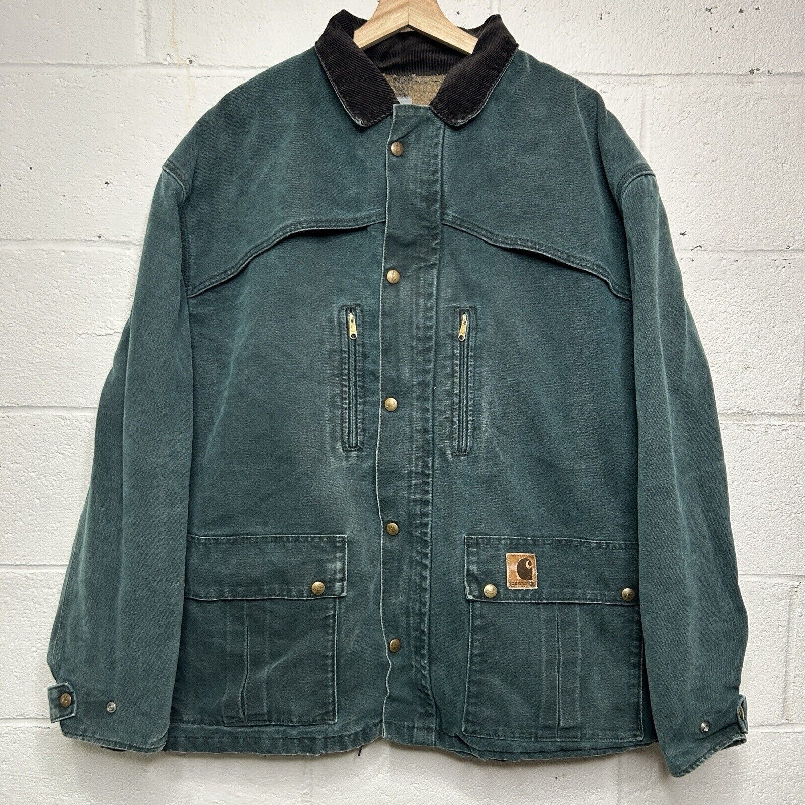 Vintage Carhartt Faded Blanket Lined Chore orders Jacket Hunter Green