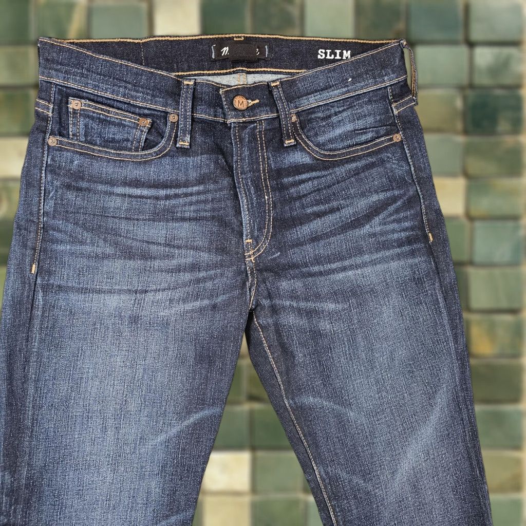 Madewell Madewell Jeans Mens 31x32 Blue Slim Fit Denim Dark Wash 5-Pocket Zip Fly Pockets J9526 Tapered Slim Mens Size US 31 - 1 Thumbnail