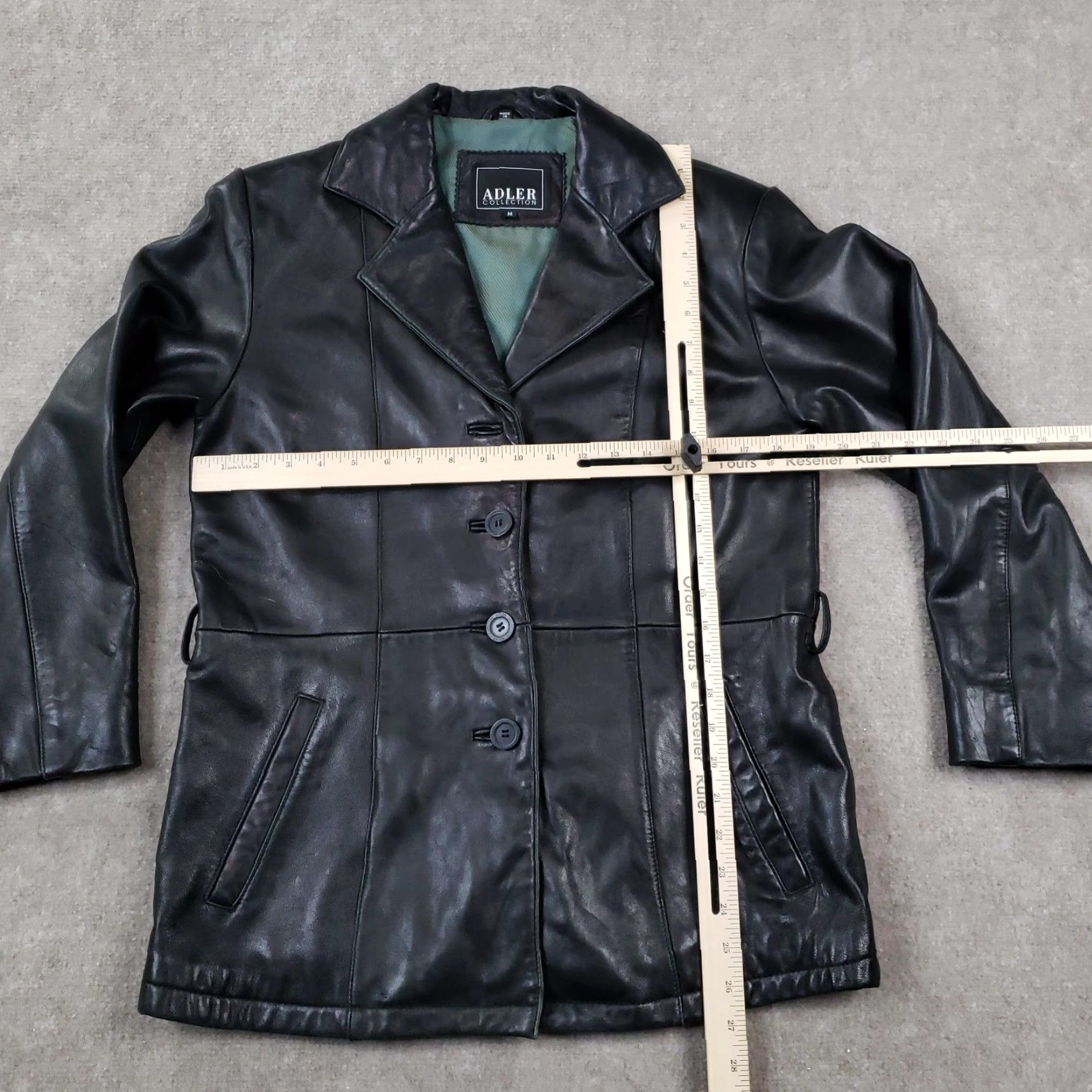 Vintage Adler Collection Jacket Womens Medium Black Leather Lambskin Button Car Coat Size M / US 6-8 / IT 42-44 - 2 Thumbnail
