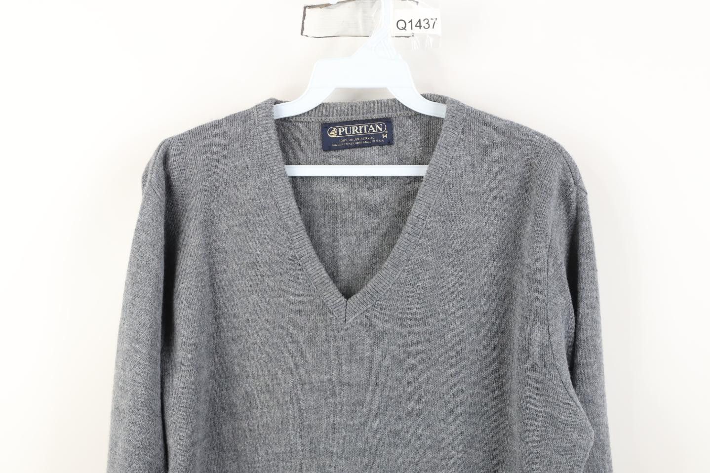 Vintage Vintage 70s Streetwear Knit V-Neck Sweater Heather Gray USA Size US M / EU 48-50 / 2 - 2 Thumbnail