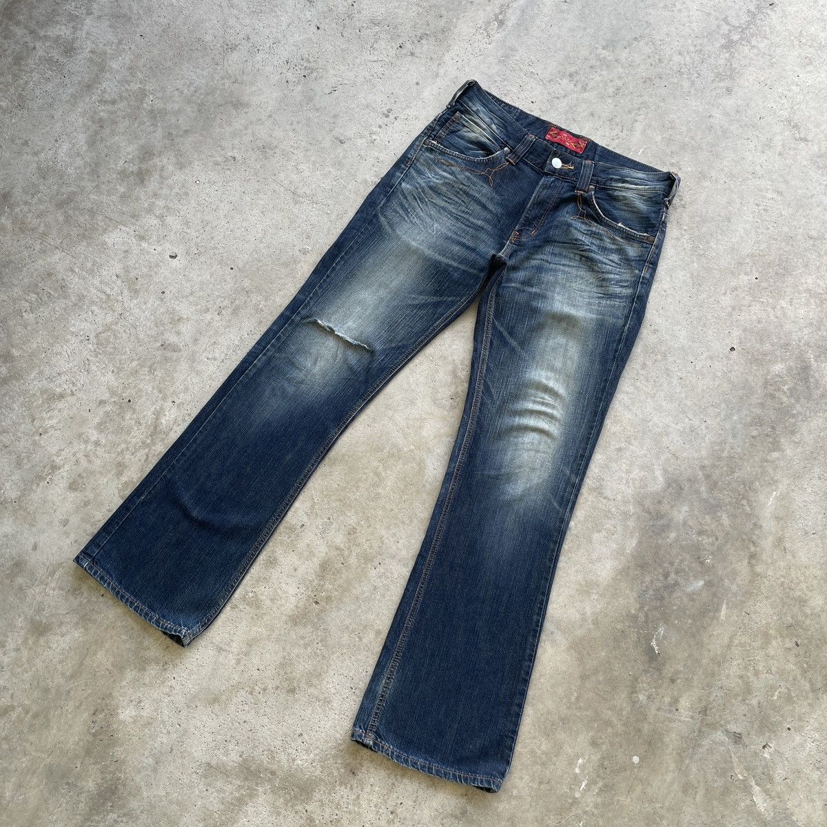 Edwin Vintage Edwin Distressed FLARE Jeans Faded BOOTCUT Pants W34 Size US 34 / EU 50 - 3 Thumbnail