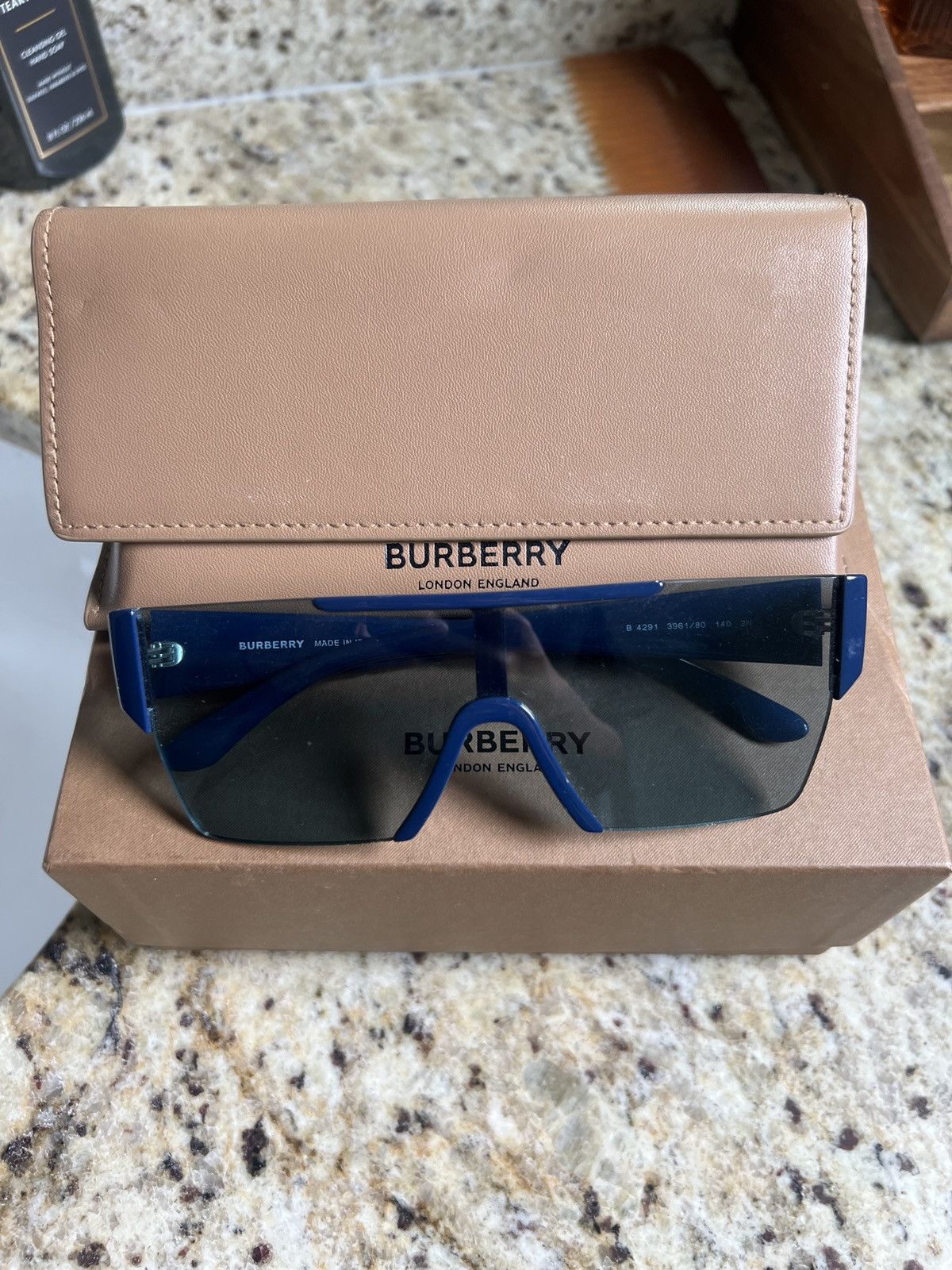 Burberry Burberry BE4291 Sunglasses Men's Blue Rectangle Shape Size ONE SIZE - 1 Thumbnail
