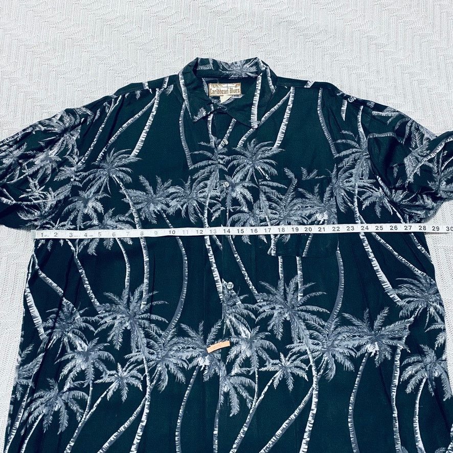 Caribbean Caribbean Blues palm print short sleeve button down Size US XXL / EU 58 / 5 - 6 Thumbnail