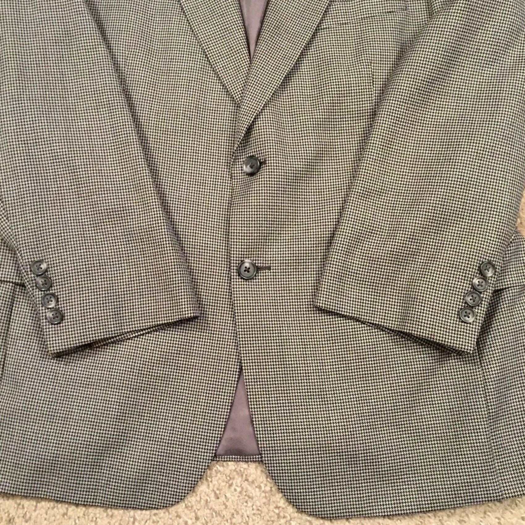 Jos. A. Bank Jos A Bank Blazer Mens 40 Short Black Gray Houndstooth Two Button Wool Coat Jacket/Coat Short Notch Lapel Single-Breasted Two-Button Vintage No Size US 40 / EU 56 - 4 Thumbnail