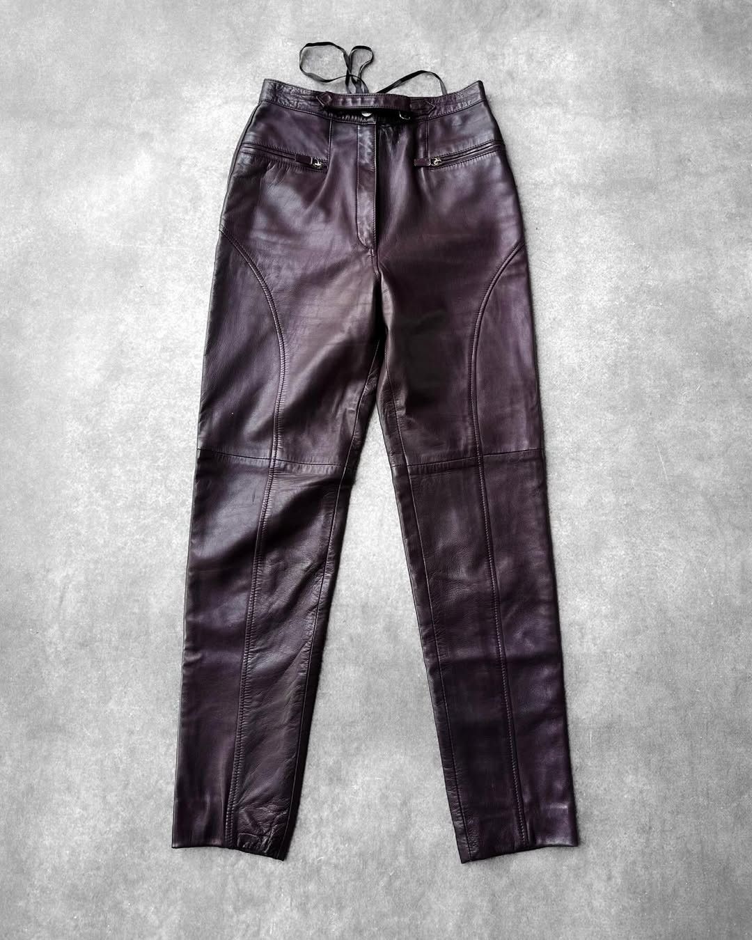 Gucci Gucci FW95 Aubergine Leather Pants, by Tom Ford Size 30" / US 8 / IT 44 - 1 Thumbnail