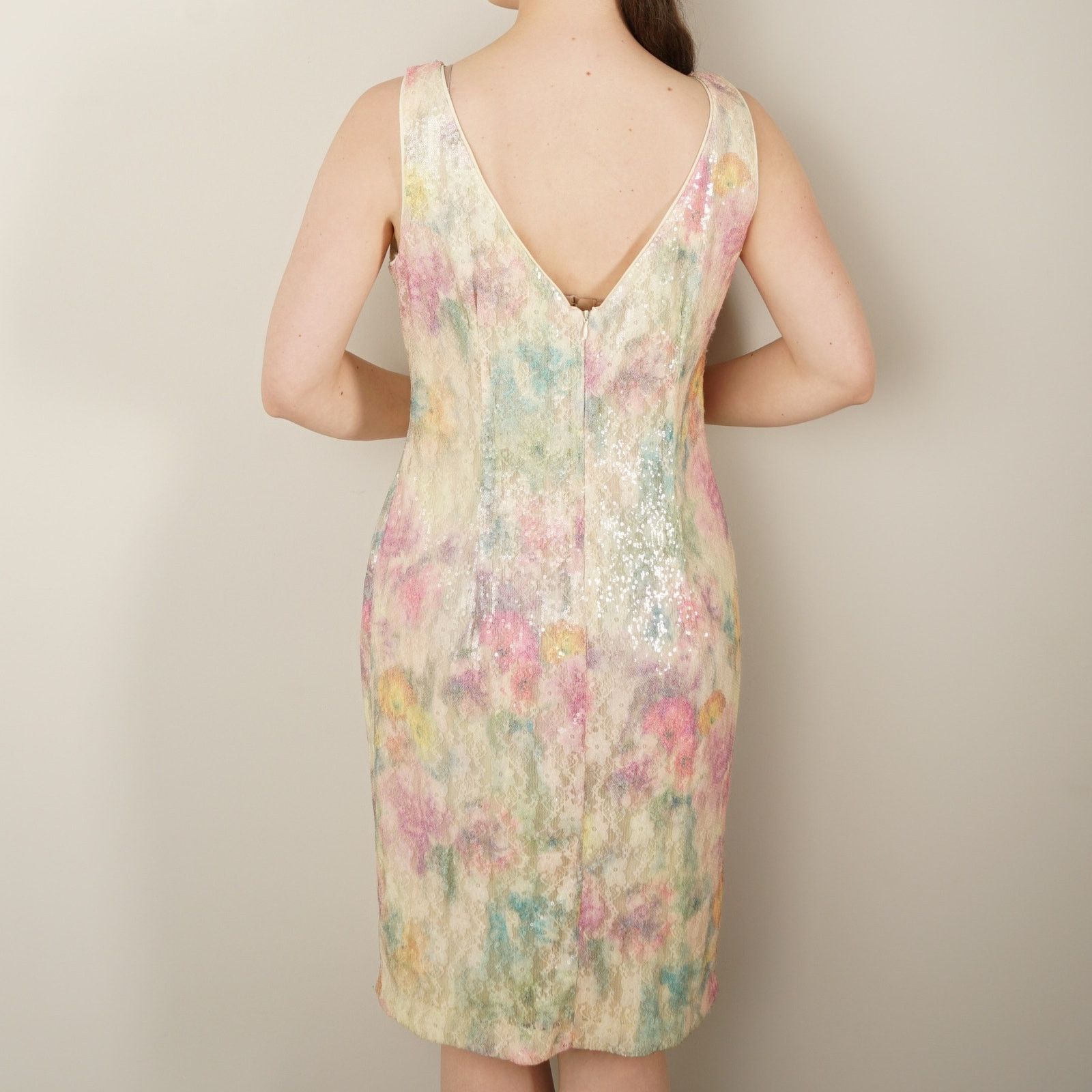 Other Studio One New York Sequin Floral Dress Y2K Sparkly V Back Size L / US 10 / IT 46 - 3 Thumbnail