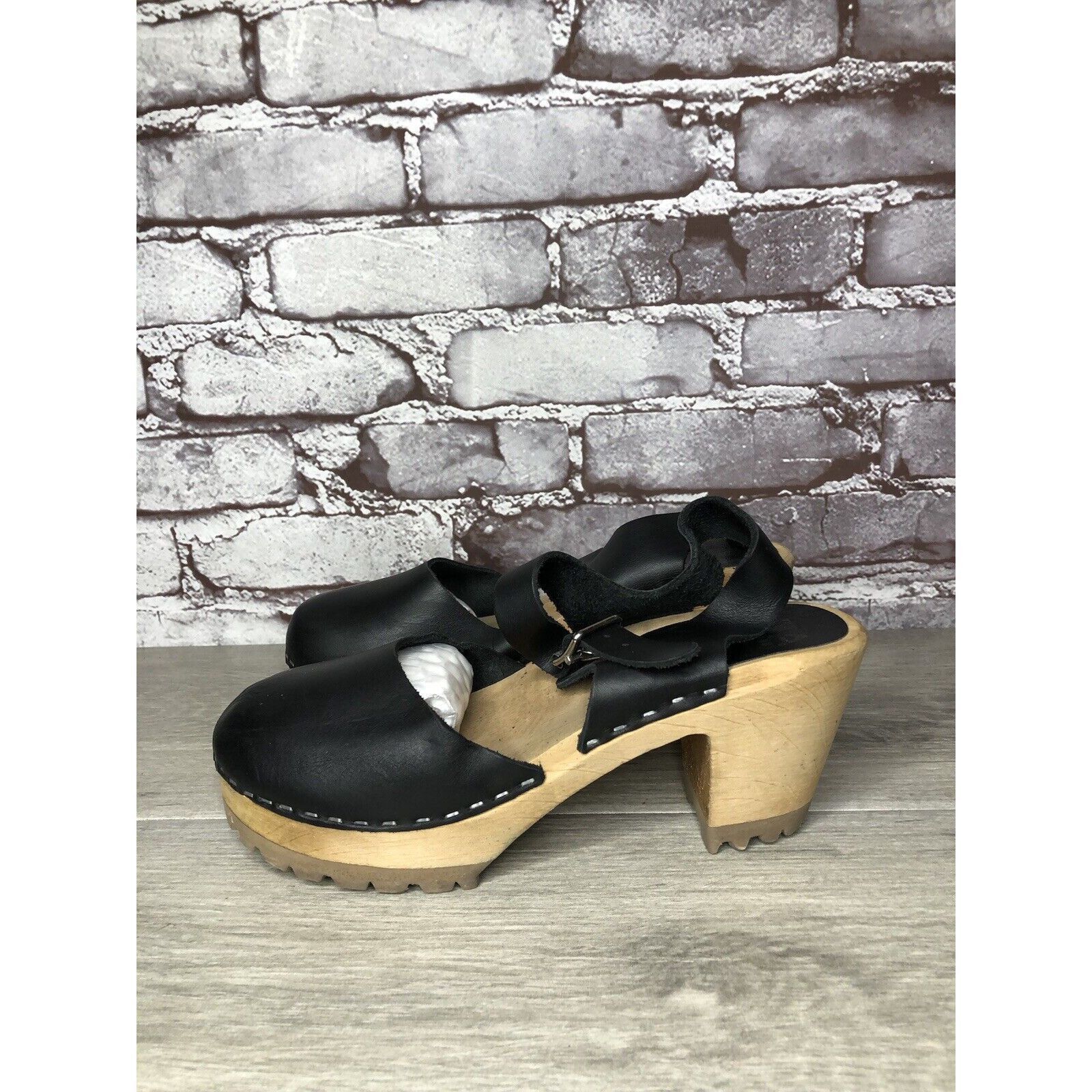 Other MIA Greta Black Leather Ankle Strap Wood Heel Sandals Women’ Size US 7.5 / IT 37.5 - 1 Thumbnail