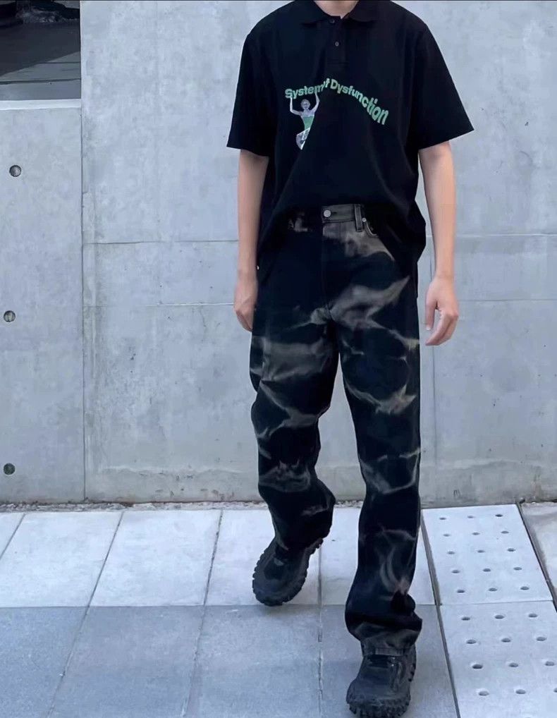Dries Van Noten DRIES VAN NOTEN size:30 Black water ripple jeans Size US 30 / EU 46 - 1 Thumbnail
